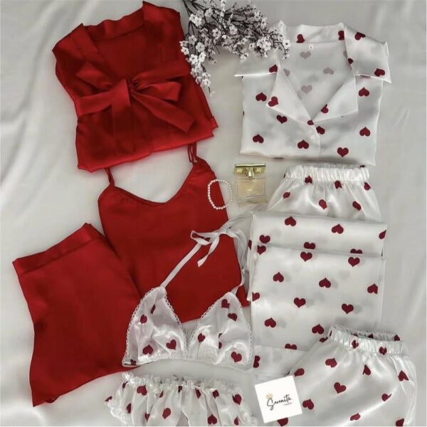 Silk Printed Nightwear Set - Lightweight and Breathable - 1 Pcs