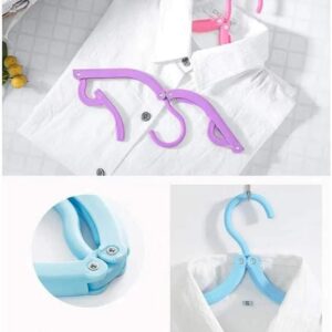 Portable Folding Clothes Hangers with Slots – Pack of 10 Durable Travel-Friendly Hangers. ( Random Colour )